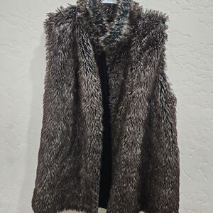 Covington Faux Fur Vest in Black and Brown